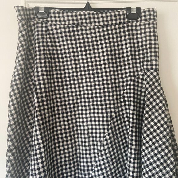 Zara Woven Gingham Check Asymmetric Hem Skirt - Size XL - Picture 2 of 13